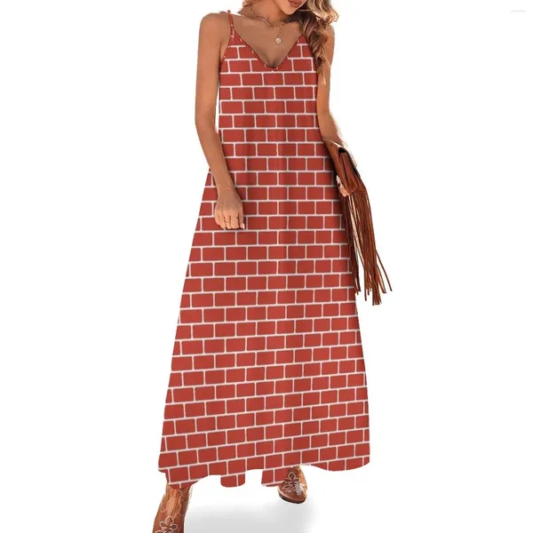 Vestidos casuales Patrón de pared de ladrillo con ladrillos rojos Vestido sin mangas Summer Mujeres 2024 Mujeres para mujer