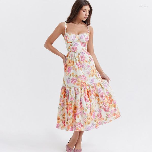 Robes décontractées fleurs brisées une fille à gâteau robe sexy swing floral