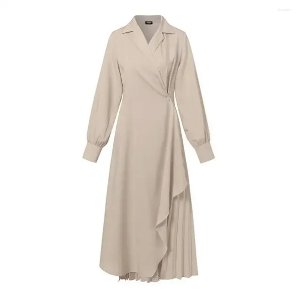 Robes décontractées robe d'affaires formelle maxi maxi élégant femme plissée à manches longues à manches longues ourlet asymétrique pour bal