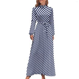 Casual jurken Candy Cane strepen kleden hoge taille mini marineblauw aangepast strand met lange mouwen met lange mouw mode lange maxi schattige vestido