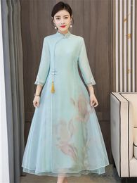 Robes décontractées cheongsam robe 2023 printemps d'été rétro de la Chine femme vêtements féminins de grande taille