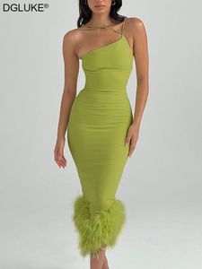 Casual jurken chic en elegante avond voor vrouwen een schouder omzoomde cocktailparty sexy bodycon midi groen zwart 221018