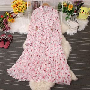 Casual Jurken Chic Voor Vrouwen Bloemen A-lijn Vestido Vrouwelijke Elegante Vintage Franse Stijl Zomerjurk Ruches Lantaarn Mouw Dropship