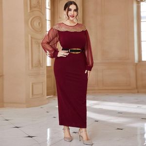 Robes décontractées Chic dentelle 4XL grande taille Maxi femmes jupe longue grande taille vêtements vêtements musulmans mariage soirée ceinture Vestidos Longos