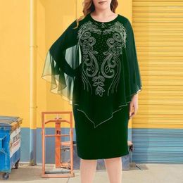 Casual jurken chic oversized jurk crew nek lichtgewicht kantoor dame net garen sjaalsesign elegant plus size jurk potlood