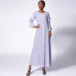 Casual Jurken Chiffon Vouw Effen Vrouwen Abaya Dubai Zachte Lange Mouwen Moslim Jurk Zijdeachtige Kimono Turkije Abaya Islam Losse Gewaden