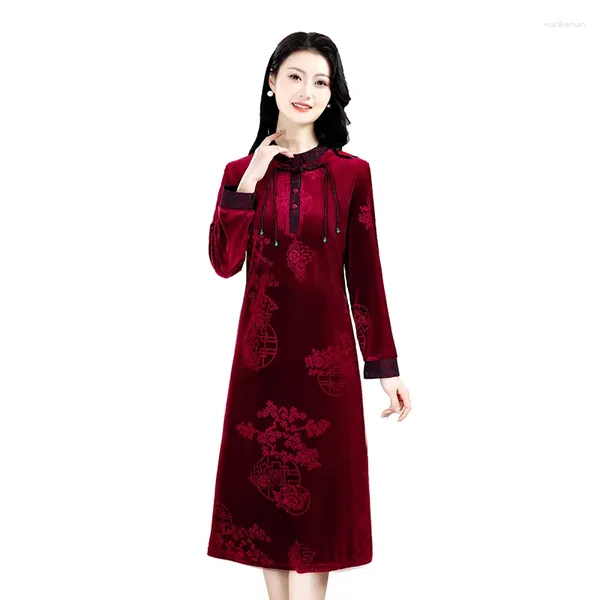 Robes décontractées disque chinois boucle midi midi vestige féminin collier