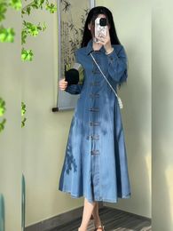 Robes décontractées robe de jean rétro chinois