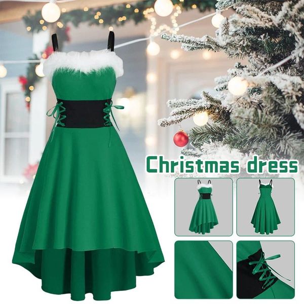 Vestidos casuales Vestido de Navidad Mujeres Invierno Off Hombro Sin mangas Mini Navidad Sexy Lindo Rendimiento Traje