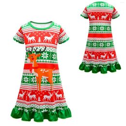 Casual jurken kerstmeisjes jurk voor babykinderen kind Kerstman Girl Home kleding Festival Rood kostuum Xmas zomercomfort