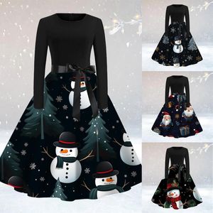 Casual Jurken Kerst Feestjurk Dames Winter 50S 60S Vintage Gewaad Swing Pinup Elegant Kerstjaar Prom Zonnejurk