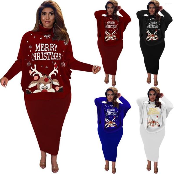 Robes décontractées Noël grande taille ensembles femmes vêtements 2 pièces tenues pour jupes et haut correspondant costume en gros goutte