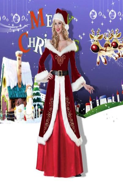 Robes décontractées Noël Père Noël Costume Cosplay Vêtements Fantaisie Robe en Costume Femme pour Adultes Chaud Winter9051346