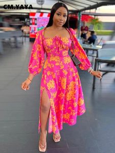 Casual Jurken CM.Vrouwen strapless hoge taille volledige mouw lange maxi-jurk zomer bloemen gedrukt schattig meisje nachtclub party vestido