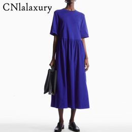 Casual jurken Cnlalaxury Spring katoen losse midi jurk vrouwen retro korte mouw pocket pocket pocket pocket zomermaat