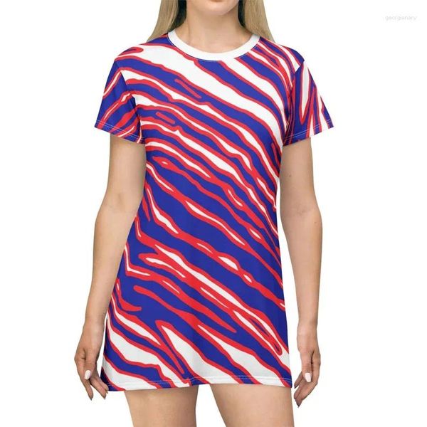 Vestidos casuales Patrón de cebra colorido para mujeres O cuello manga corta suelta verano más tamaño 3D estampado a rayas vestido de camiseta