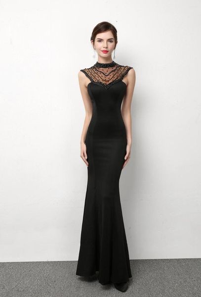 Vestidos casuales Corzzet Black Mesh Full Diamond Slim Mermaid Dress Elengant Sexy Night Club Fiesta de noche Fishtail Banquet Vestidos