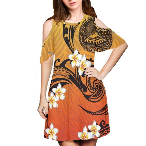 Robes Décontractées Cumagical Robe Personnalisée Épaule Partie Classique Polynésien Tribal Vêtements Conception Été Femmes Sexy À Manches Courtes Clubwear Pour L