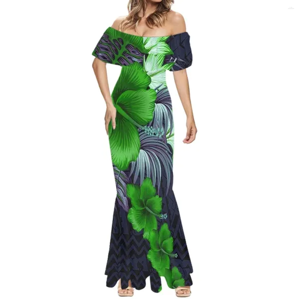 Robes décontractées Cumagical Polynésien Tribal Samoan Totem Samoa Imprime Été Feuille De Palmier Tropical Porter Robe Élégante Pour Femmes 2024