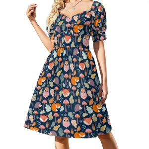 Vestidos casuales Vestido estampado lindo Animal salvaje Mush Floral Vestidos bonitos Manga corta Moda callejera Vestido casual Cuello en V Ropa de gran tamaño 230515