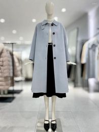 Robes décontractées Dalian Corée du Sud Double face cousu à la main Manteau en cachemire à lacets en laine longue pour femme