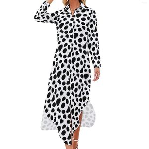 Robes décontractées Robe en mousseline de soie de chien dalmatien Sexy col en V imprimé animal jolies femmes rue mode cadeau d'anniversaire