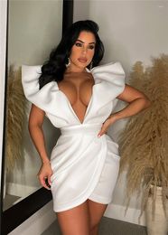 Casual jurken Deep V Neck Mini Dress Women Backless Sexy Bodycon Summer Vestidos Fashion Draped Party Clubwear Elegant