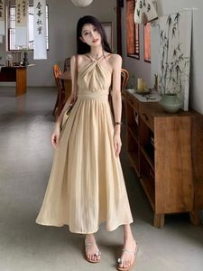 Vestidos informales de estilo profundo de estilo coreano Midi Dress Women Vintage Túnica sin mangas sin mangas COQUETT VESTIDOS Vestidos