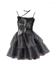 Casual jurken ontwerp gebloemde jurk elegant temperament sexy zwarte galajurk Gyaru streetwear spaghettibandjes coquette clubwear Y2K