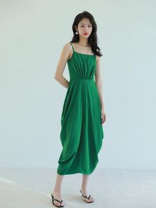 Vestidos casuales Design Sense Sling Dress para mujer 2023 Summer Small and High Style Waist Pulling