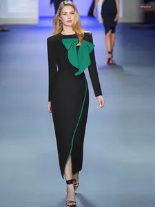 Robes décontractées Designer 2023 Robe de soirée élégante pour femmes de haute qualité Slim Black Soirée Midi Occasion formelle Mode Vintage