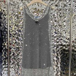 Robes décontractées Designer marque Womens gilet jupe deux pièces ensemble imitation cristal chaud diamant femmes vêtements 13YG
