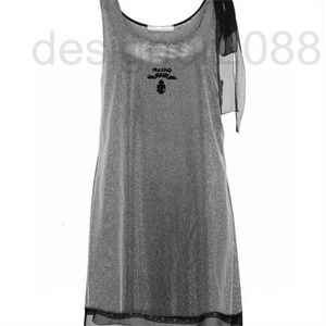 Casual jurken Designer Crystal glinsterde chiffon vest mouwloze stijl slanke rok voor feest P8P4