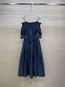 Casual jurken Ontwerper ontwerpt denim zware werkkraag off-shoulder jurk
