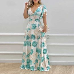 Vestidos informales Vestidos de diseñador 2024 Nuevos viajes florales de verano para mujeres Vestidos de cuello de cuello en v