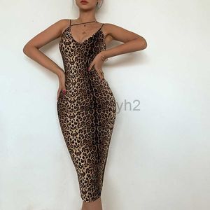 Robes décontractées robe de créatrice d'été Nouvelle mode femme V-colme en V Slim Sexy Sexy Leopard Tiger Robe plus taille robes