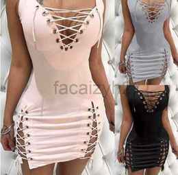 Casual jurken Designer Dress Dames Solid Color Deep V-Neck Sexy Slim Bandage Dress Plus size jurken