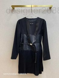 Robes décontractées concepteur faux deux pièces en nylon patchwork robe plissée conception sentiment taille fermeture jupe haut de gamme 9CHS