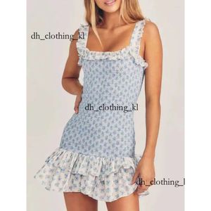 Casual jurken Designer geïnspireerde Rosebud Print Smocked Bodice Sexy Dames feestjurk loveshackfancy zomer gelaagde zoete louiseviutionbag dames 439