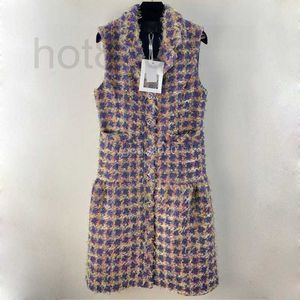 Casual jurken Designer Women Girls Wol Vintage Tweed Jacket Blazer Peacoat Tailored Coat met letter knop Milaan Runway Luxe NDZ6
