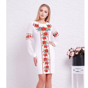 Vestidos casuales Diseñador Mujeres O Cuello Flor Recta Manga completa Mujer Sexy Tamaño grande 6XL Vestidos ucranianosCasual