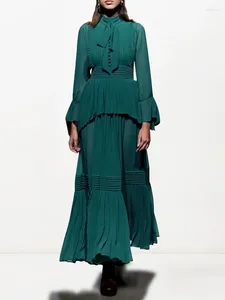 Robes décontractées Designer Femmes Robe de soirée élégante de haute qualité plissée mince soirée longue occasion formelle mode vintage