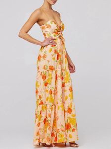 Robes décontractées Deuyeng Women S Spaghetti Strap Long Robe Sans manches sexy cocktail sans dossier Floral Maxi