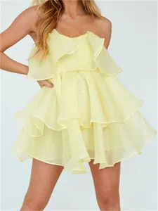 Robes décontractées Dghisre femmes manches bouffantes robe à volants princesse été fée bulle tulle fête bal sexy rétro esthétique