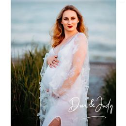 Vestidos casuales DONJUDY bastante blanco 3D mariposa tul vestido de maternidad para Pography Sexy ver a través de cuello en V mujeres 2023
