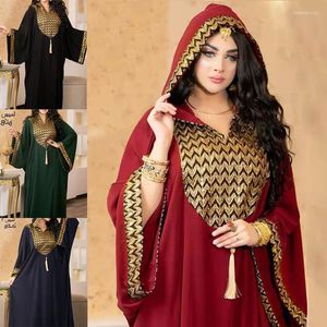 Vestidos casuales Vestido Dubai Lujo Noche Mujeres Abaya Turquía Islam Kaftan Musulmán Africano Con Capucha Robe Djellaba Femme