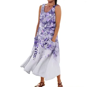 Casual jurken jurk voor vrouwen lente zomer boho mode mouwloos vakantie groot formaat modieus en eenvoudig