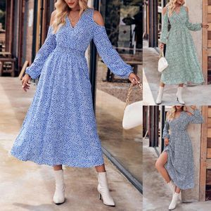 Robes décontractées Drop b Femmes Sexy Bodycon Robe Beach Bohemian Maxi Splicing Club Party Long Manche