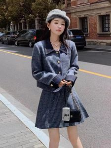 Robes décontractées E Streetwearmaxi Es pour femmes Rsvppap Officials Store W4M Officiel Français Bleu Petit Costume De Parfum Automne Tweed Robe Top