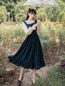 Casual jurken vroege lente vintage vintage Franse Versailles breek weggelopen prinses dagelijkse lange stijl lolita oude jurk met lange mouwen